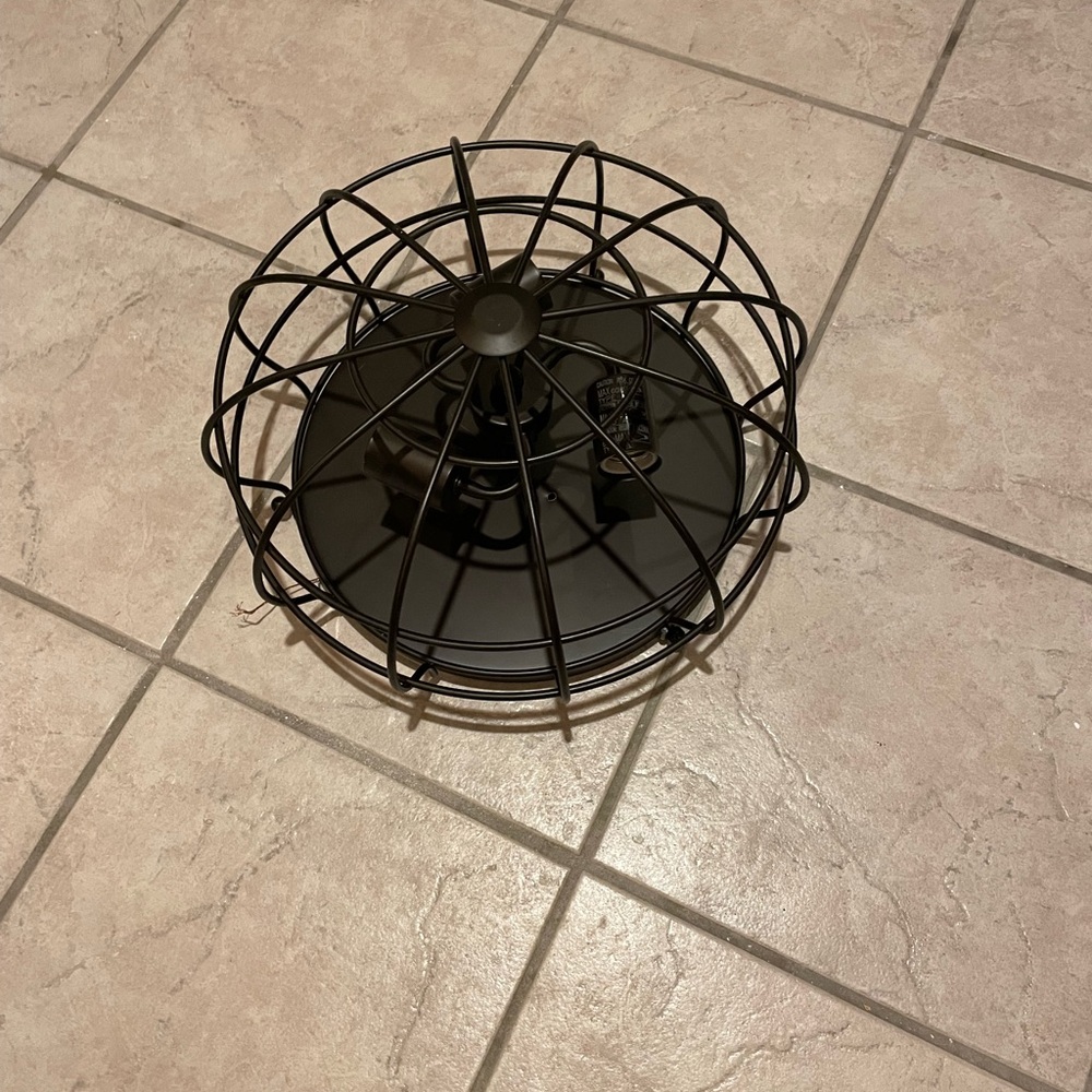 Industrial Cage Flush Mount Light - Black